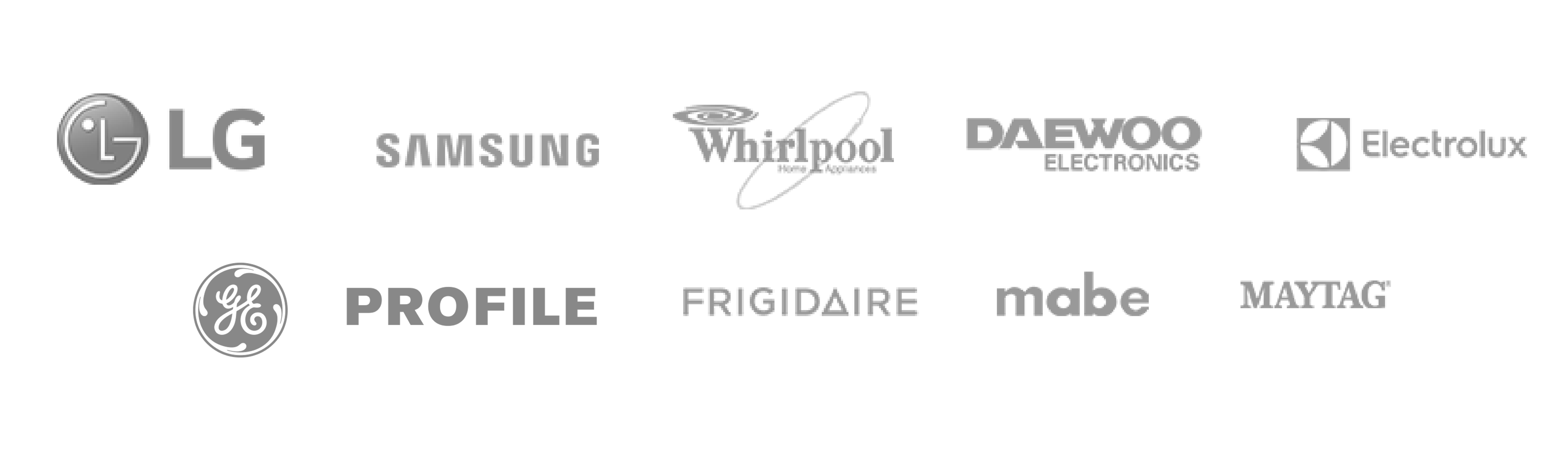 General Electric, Profile, LG, Samsung, Whirpool, Maytag, Mabe, Frigidaire, Daewoo, Electrolux, Winia